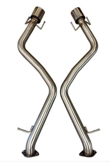 Dual tip axle back exhaust muffler for Lexus IS300, IS350, and IS200T by JackSpania Racing, steel construction, 2017-2020 model.