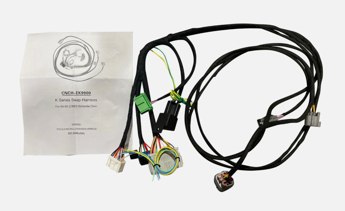Jack Spania Racing K Swap Conversion Harness for Honda Civic EK with K20 and K24 engine, engine wiring jumper for K series engines.