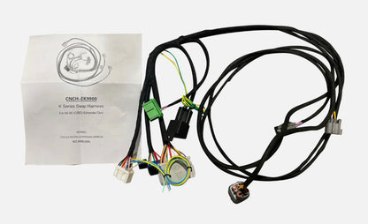 Jack Spania Racing K Swap Conversion Harness for Honda Civic EK with K20 and K24 engine, engine wiring jumper for K series engines.
