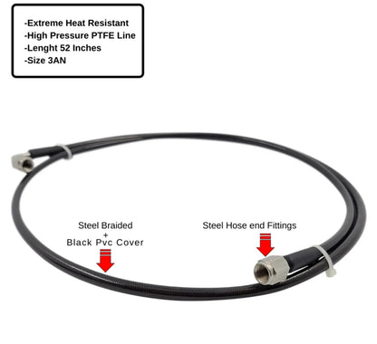Stainless steel braided clutch line kit for 2001-2005 Honda Civic EM2 transmission, with fittings, by Jack Spania Racing.