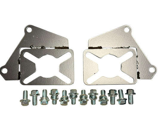 Steel rear disc conversion bracket kit for Honda Civic EG and EK models by JackSpania Racing, shown installed in interior view.
