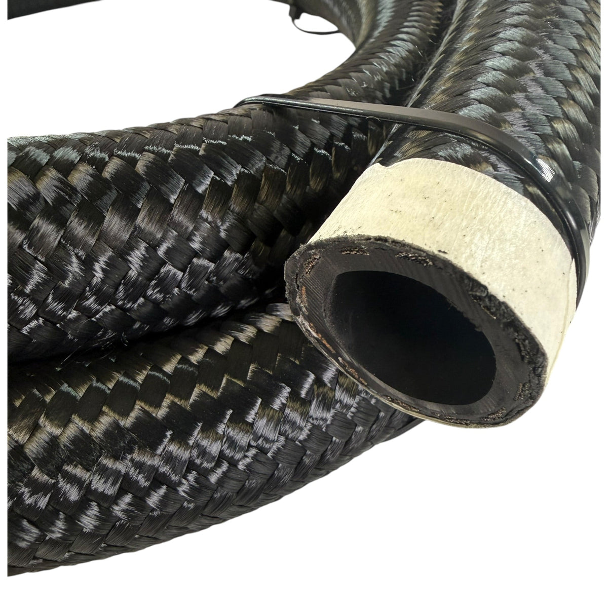 5-foot 16AN nylon braided hose by JackSpania Racing, showing durable, flexible hydraulic or fuel line with braided exterior.