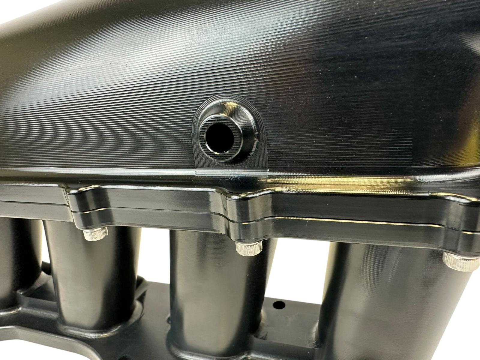 JackSpania Racing K Series billet intake manifold for K20, K24, and K swap engines, with 72mm throttle body installed.