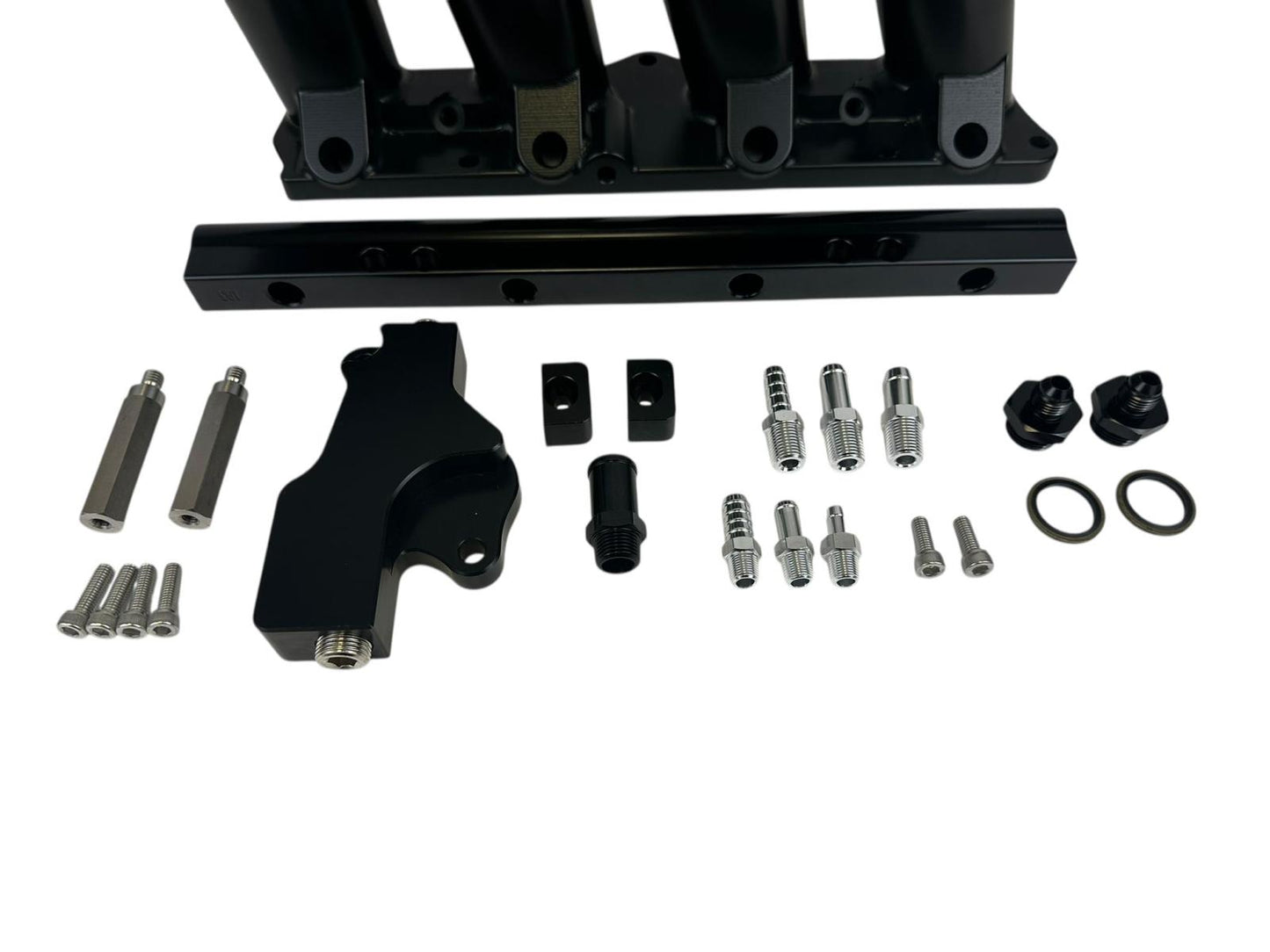 JackSpania Racing K Series Billet Intake Manifold for K20, K24, K Swap, Civic, TSX, DC, CRX with 72mm throttle body installed.