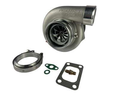 Jack Spania Racing GT35 GTX3582 billet wheel turbo with T4 V-band turbine housing and anti-surge design for high-performance engines.
