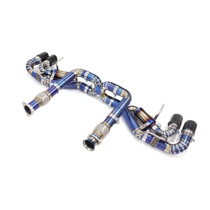 Titanium exhaust for Chevrolet Corvette C8 2020+ with carbon fiber tips, 6.2L V8 muffler pipe, JackSpania Racing exhaust parts