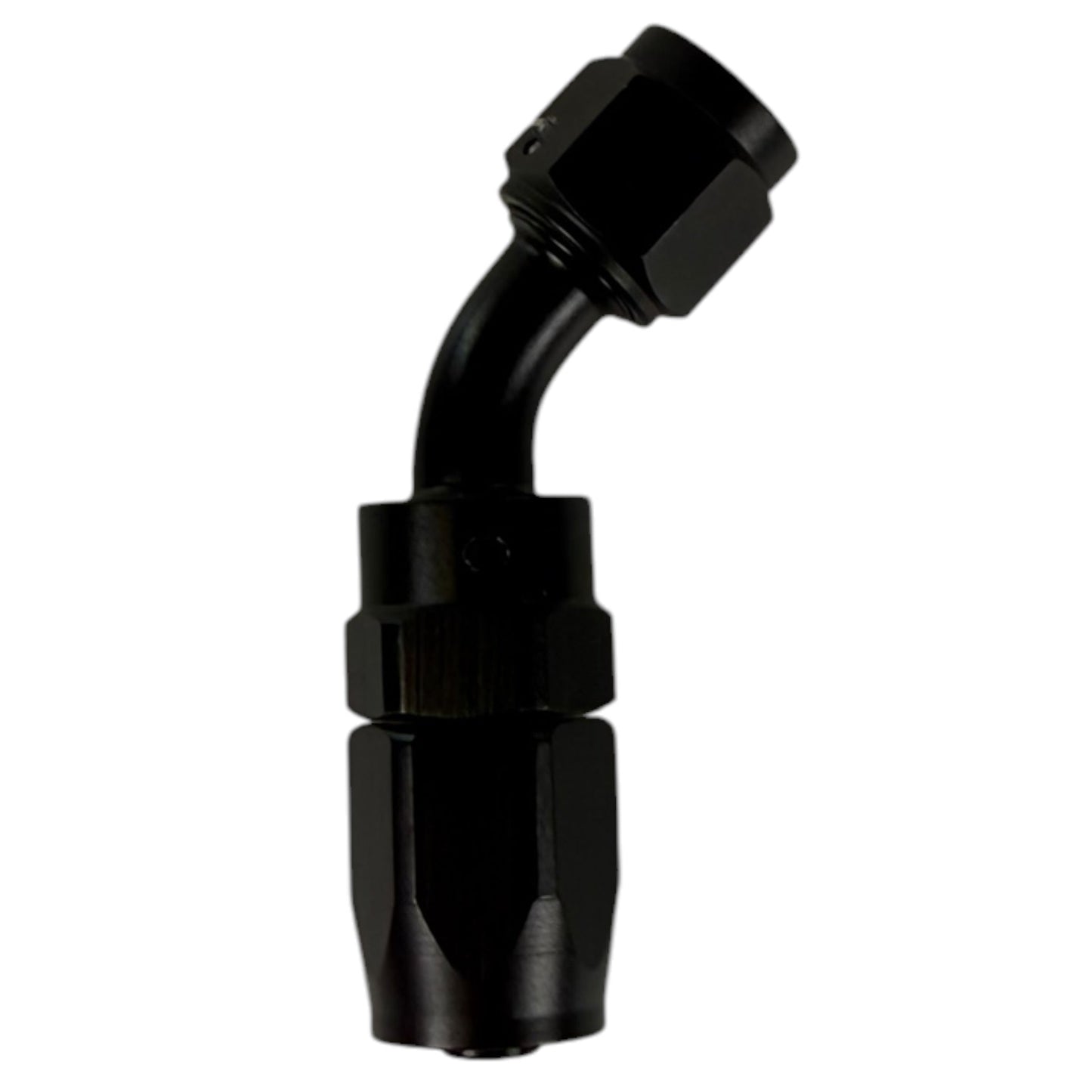Jack Spania Racing AN8 8AN swivel hose end fittings in 0°, 45°, and 90° angles for engine hose connections.