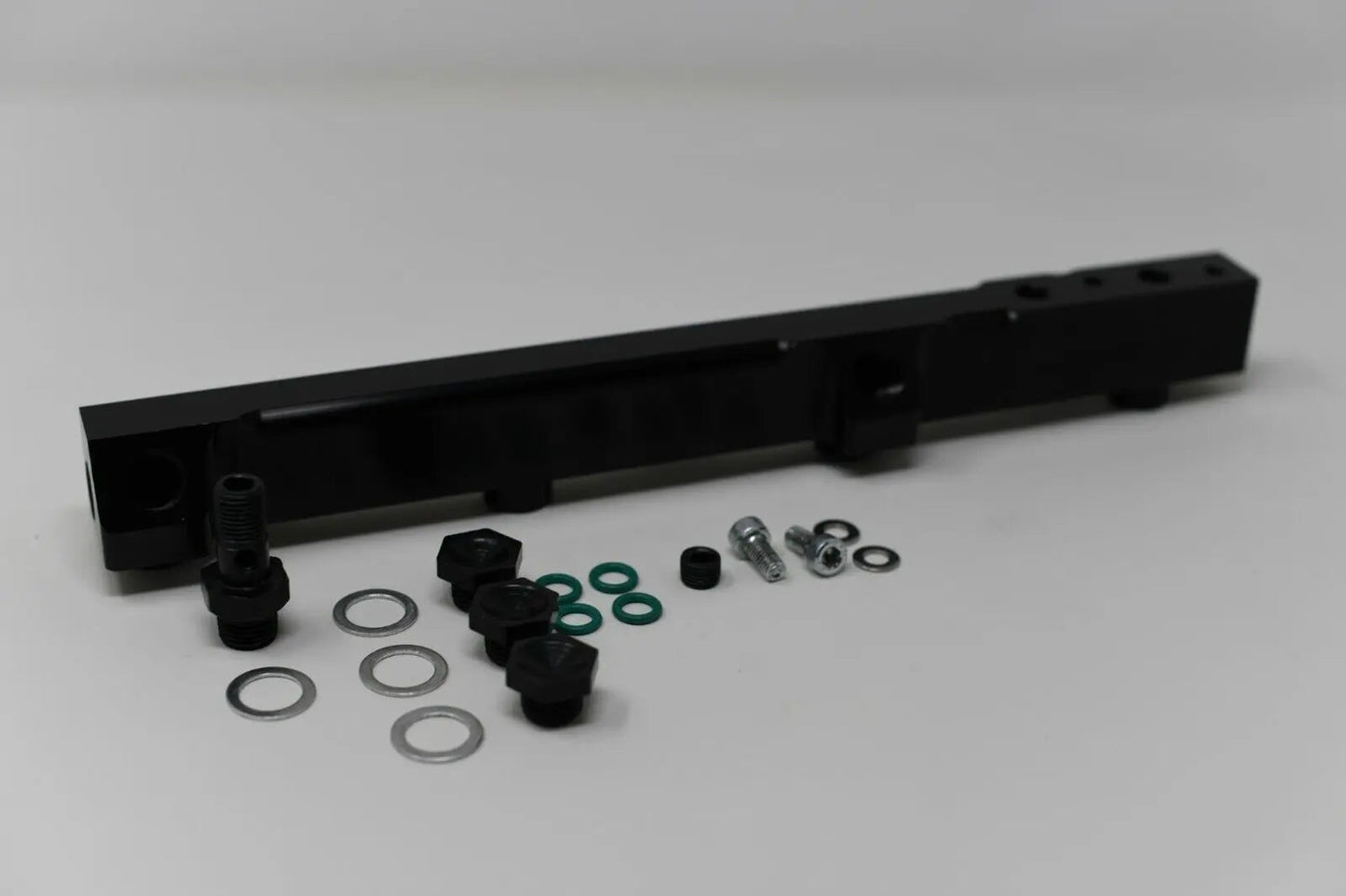 Jack Spania Racing H F Series high flow fuel rail for Honda Prelude H22 H23 and Accord F22 engine, show surface and mounting points.
