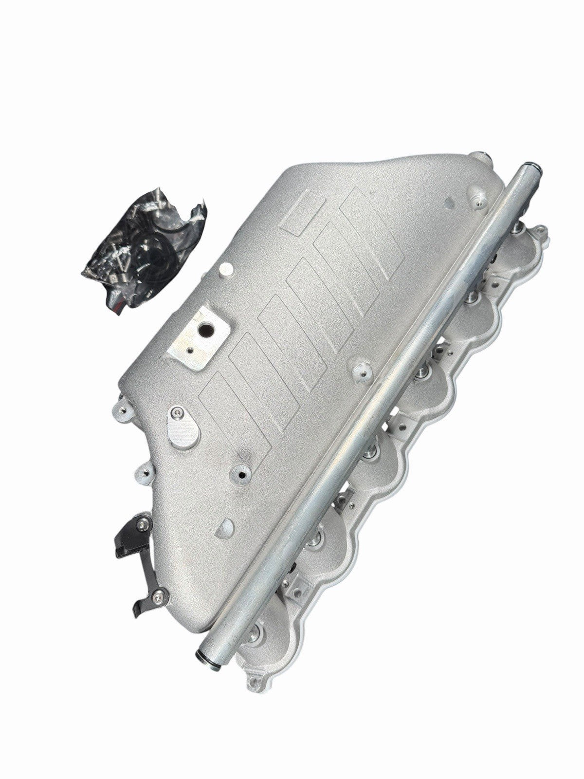Cast aluminum charge cooler intake manifold for BMW G87 M2, G80 M3, G82 M4 S58 engine by JackSpania Racing.
