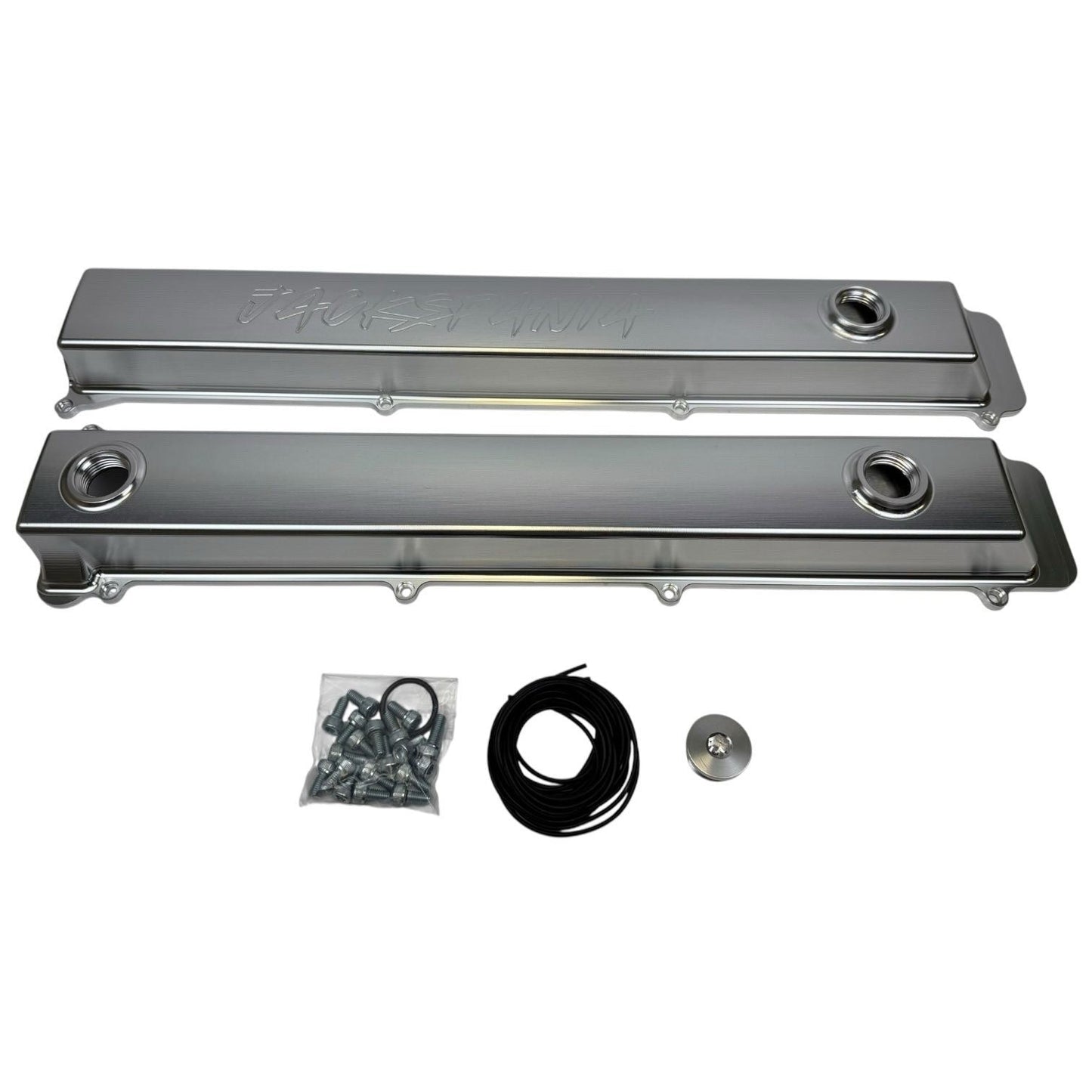 Toyota Supra 2JZGTE VVTI billet valve covers with anodized oil cap and bolts, high-performance engine parts by JackSpania Racing
