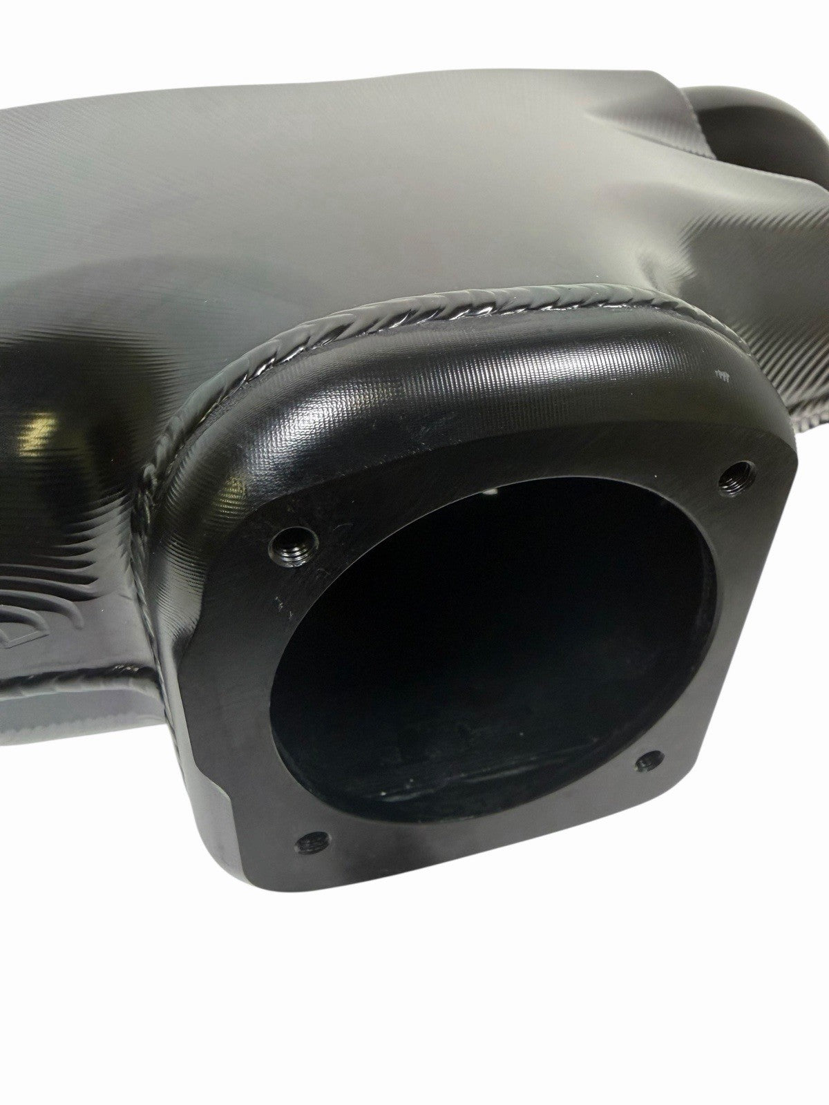 Rear facing billet intake manifold for Subaru WRX STI 2004-2021, with 64mm throttle body, by JackSpania Racing engine parts.