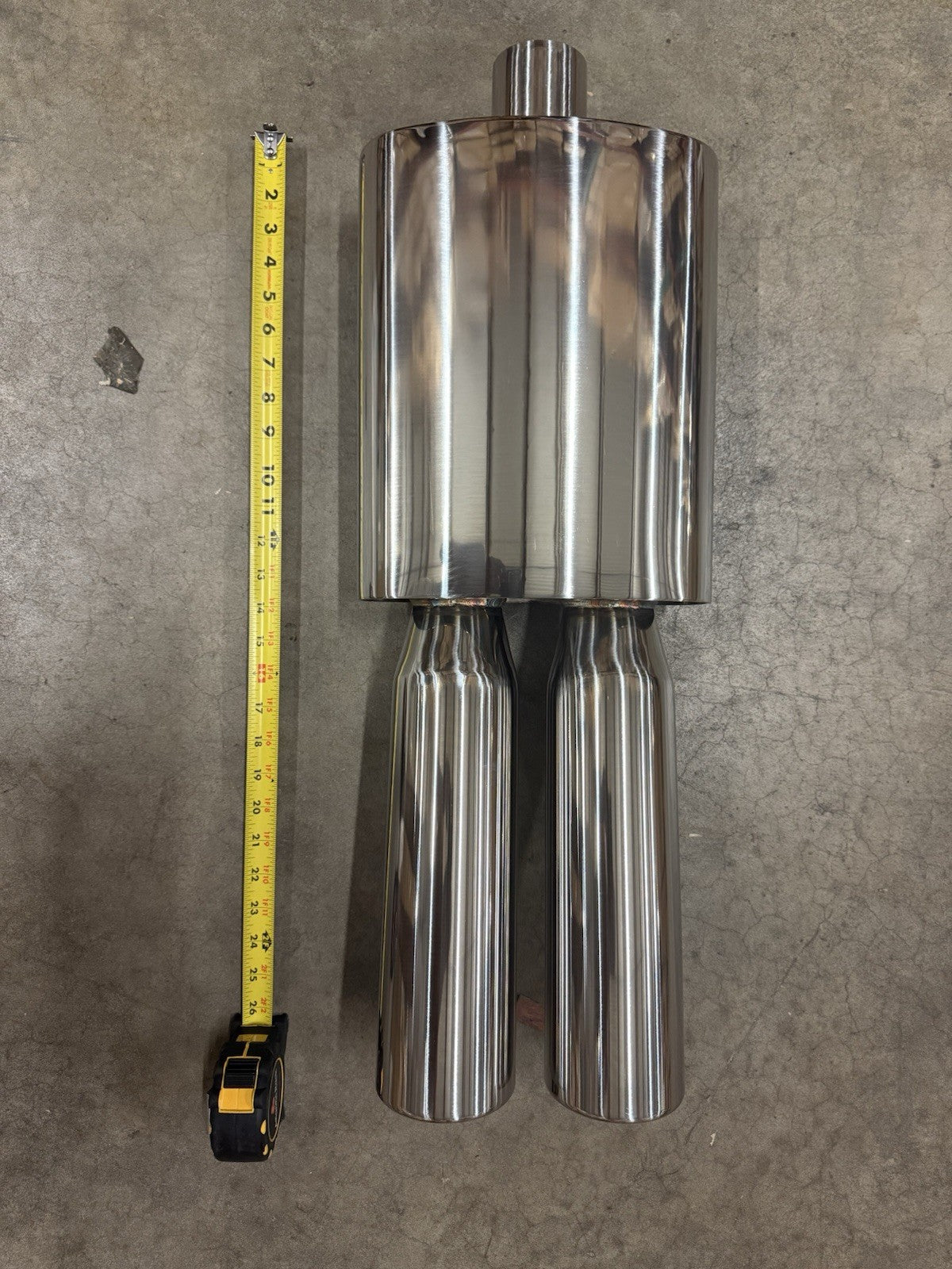 Polished JackSpania Racing 2.5-inch Fireball Mega Blastpipe Muffler VIP Tip with dual outlet, designed for high-performance exhaust systems.
