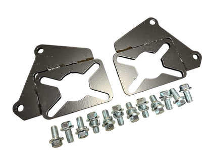 Interior view of JackSpania Racing steel rear disc conversion bracket kit for Honda Civic EG EK hatch, coupe, and sedan models.