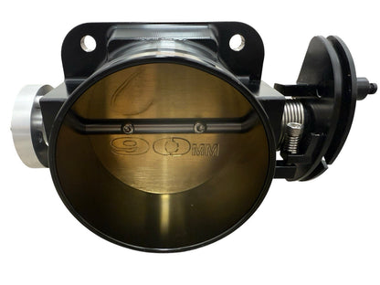 JackSpania Racing 90mm throttle body with 4-inch hose coupling adapter for 2JZ and 1JZ engine inlet, engine parts accessory.