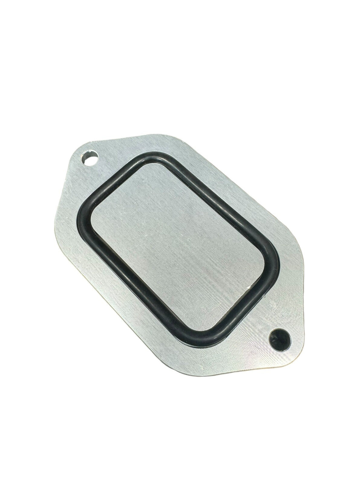Billet aluminum block off plate for Honda Civic EK firewall engine harness by JackSpania Racing, showing precise metal construction.