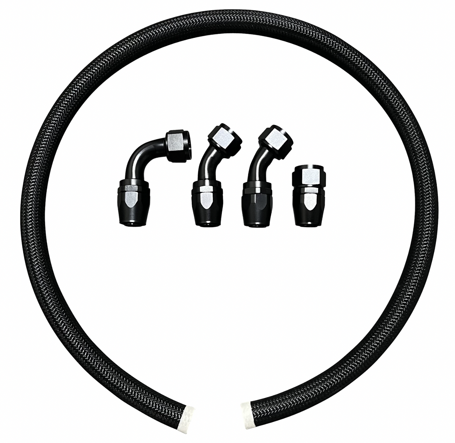 JackSpania Racing cooling radiator hose and fitting kit for J series engines, featuring 16 AN connectors and durable construction.