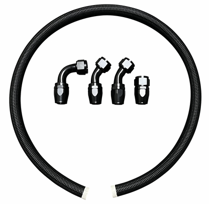 JackSpania Racing cooling radiator hose and fitting kit for J series engines, featuring 16 AN connectors and durable construction.