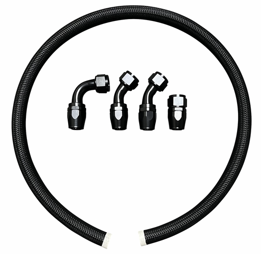 JackSpania Racing cooling radiator hose and fitting kit for J series engines, featuring 16 AN connectors and durable construction.