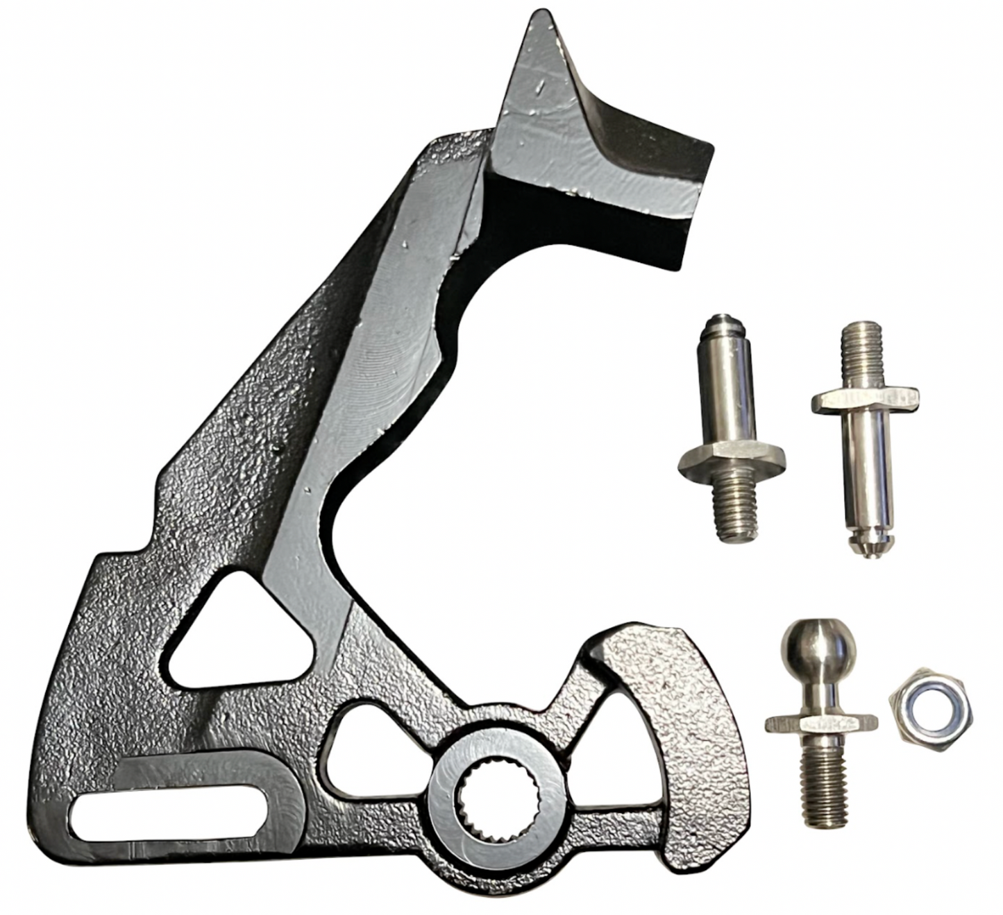 Short shifter for VW Audi Beetle MK5, Golf, Jetta, Octavia, and S3, by JackSpania Racing, showing the transmission part in detail.