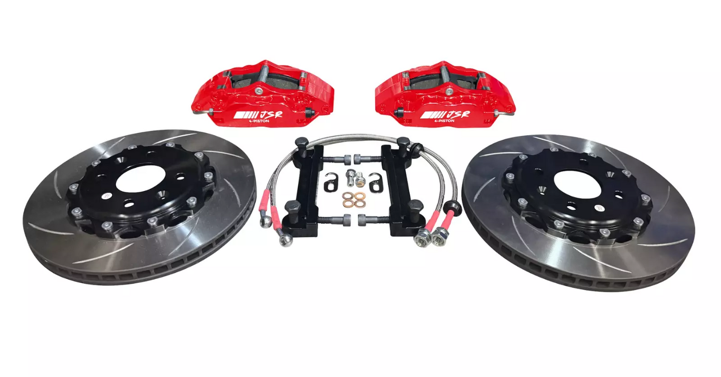 JackSpania Racing JSR front brake kit with drilled slotted rotor and caliper for 88-00 Honda Civic, 9.5-inch spindle drivetrain part