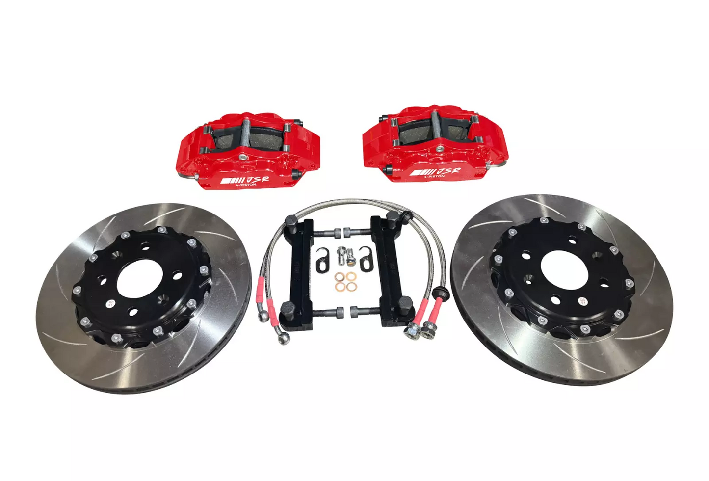 JackSpania Racing JSR front brake kit with drilled slotted rotor and caliper for 88-00 Honda Civic, 9.5-inch spindle drivetrain part