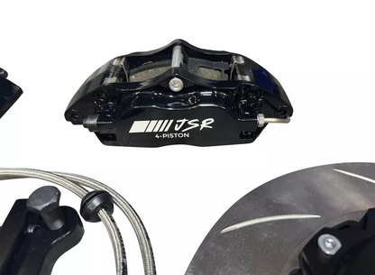 JackSpania Racing JSR Track Brake Kit with 9.5-inch spindle, drilled slotted rotor, and caliper for 88-00 Honda Civic front drivetrain parts