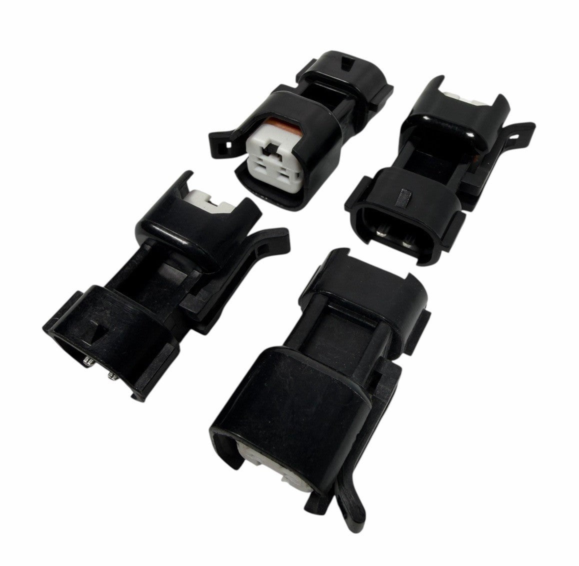 JackSpania Racing USCAR EV6 EV14 fuel injector adapter connector set of 8 for DENSO style engine parts.