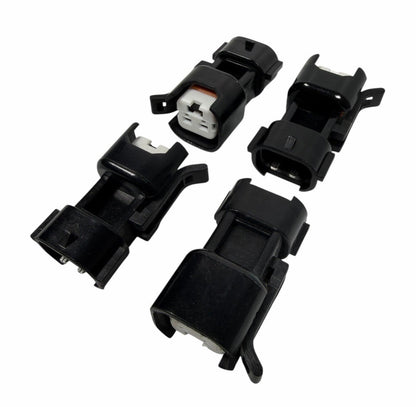 JackSpania Racing USCAR EV6 EV14 fuel injector adapter connector set of 8 for DENSO style engine parts.