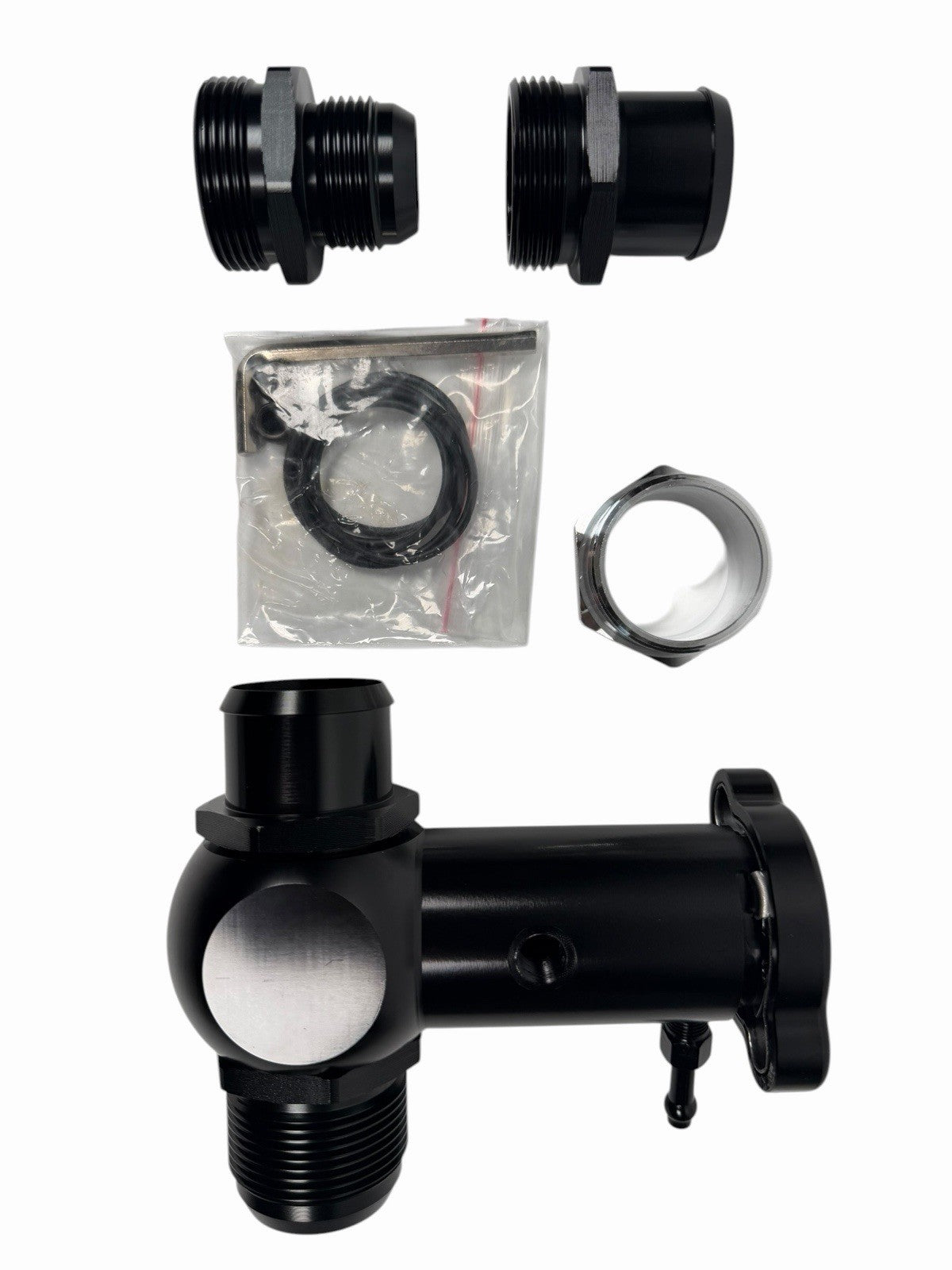 JackSpania Racing billet 1/8 NPT ports universal 16AN -20AN raised inline filler neck cap, CNC machined, 1.5-inch engine part