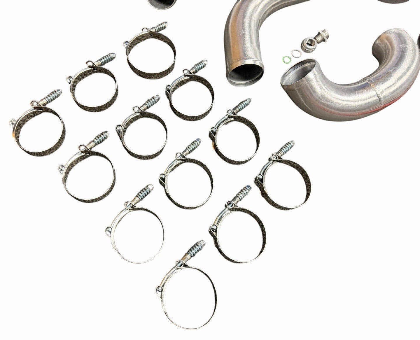 JackSpania Racing K Series intercooler piping kit for Honda Civic and Acura Integra K20 K24 engines, showing polished metal piping components.