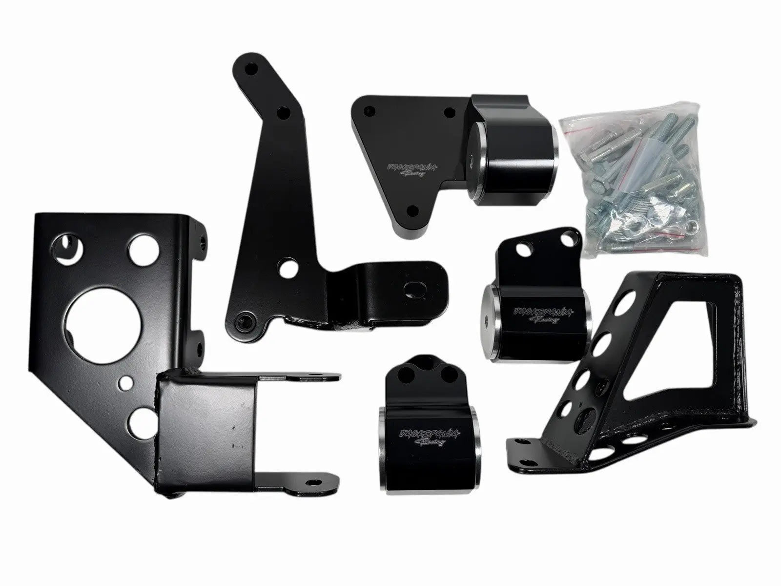Jack Spania Racing engine mount bracket for K-Swap Honda Civic 92-95 EG, compatible with K20 and K24 K-Series engines, shown in image.