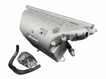 Cast aluminum charge cooler intake manifold for BMW G87 M2, G80 M3, G82 M4 S58 engine, by JackSpania Racing.