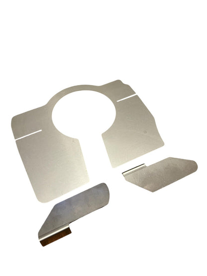 Stainless steel B series oil pan baffle plate kit for Honda Acura B16 B18 engines, with mounting hardware, by JackSpania Racing.