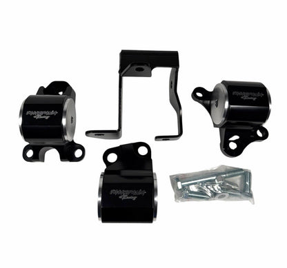 CNC solid engine mount for Honda EK Civic B16 B18 B20, JackSpania Racing B D Series engine part, metal construction, mounted on engine.