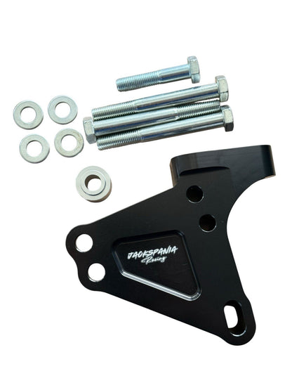 JackSpania Racing billet passenger post engine mount bracket for Honda Acura K Series K20 K24 swap engine parts.