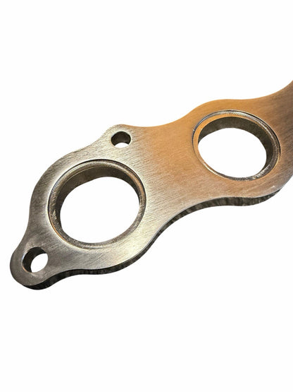 Steel K Series exhaust header flange by JackSpania Racing, 1/2 inch thick port turbo manifold flange, detailed metal component.