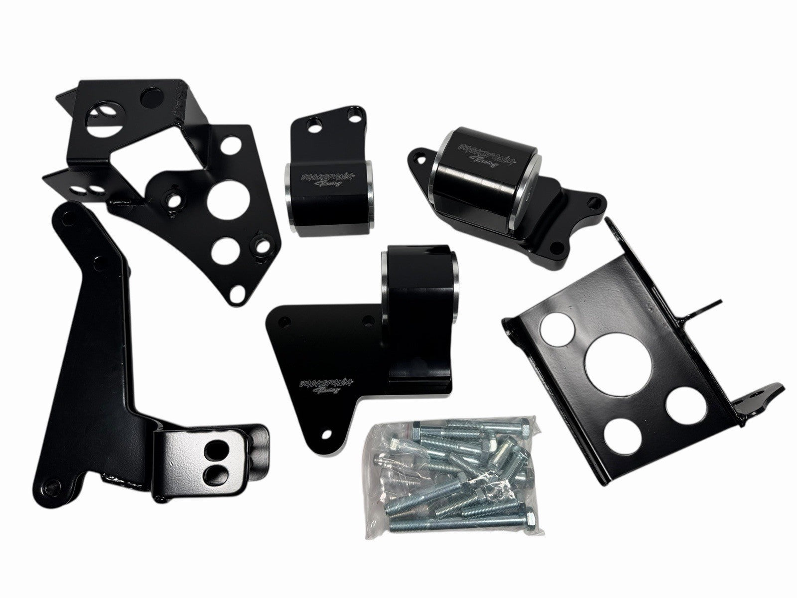 JackSpania Racing billet K Series engine motor mounts for Honda Civic 96-00 EK, compatible with K20 and K24 swaps, CNC machined.