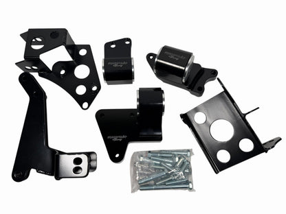 JackSpania Racing billet K Series engine motor mounts for Honda Civic 96-00 EK, compatible with K20 and K24 swaps, CNC machined.