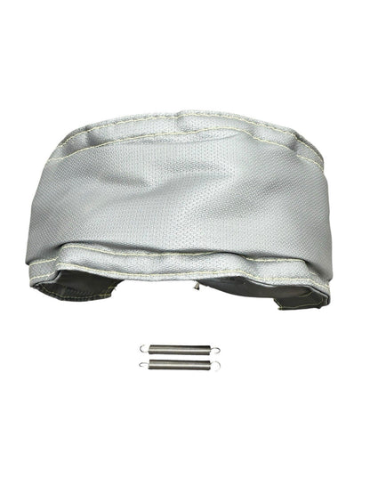JackSpania Racing T3 T4 silver fiberglass turbo blanket heat shield barrier on turbocharger engine part