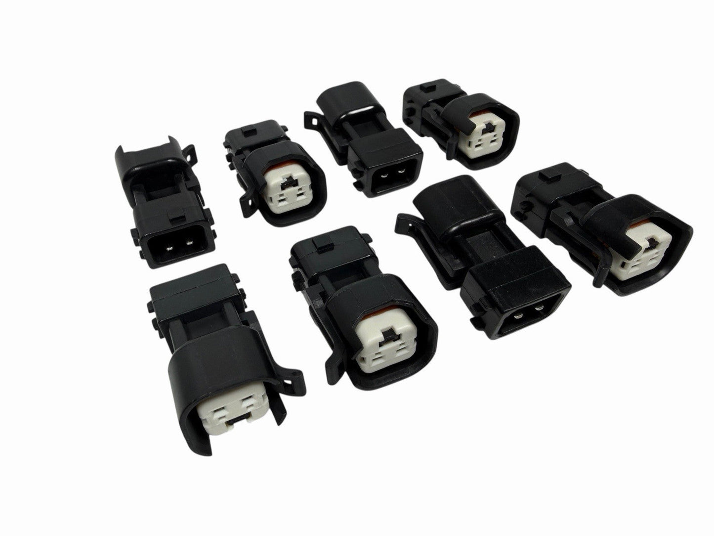 JackSpania Racing EV6 EV14 fuel injector adapter quick connector harness set for OBD2 style engine fuel system.