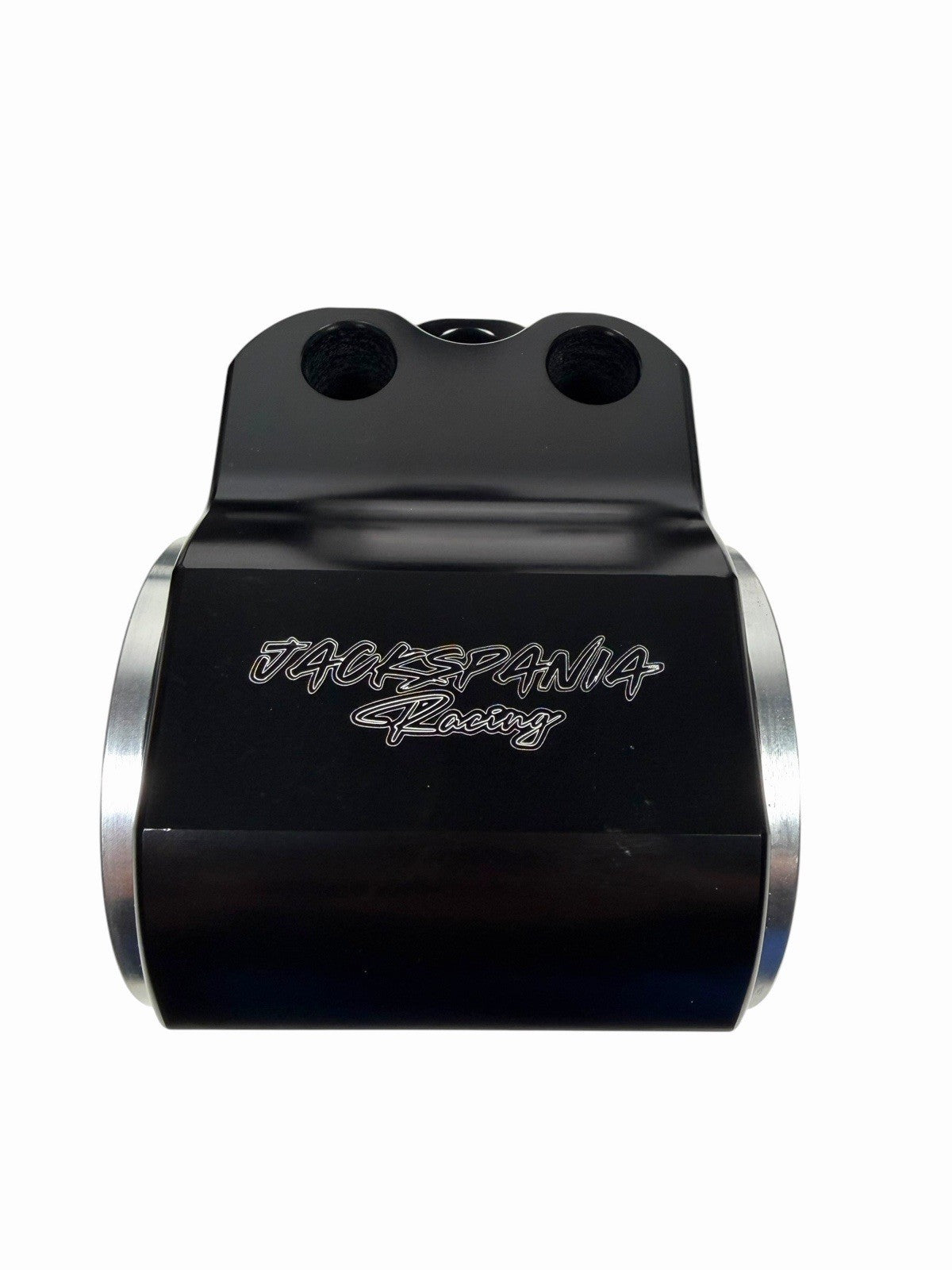 CNC solid engine mount for Honda EK Civic B16 B18 B20 from JackSpania Racing, showing the metal mounting bracket and bolts.