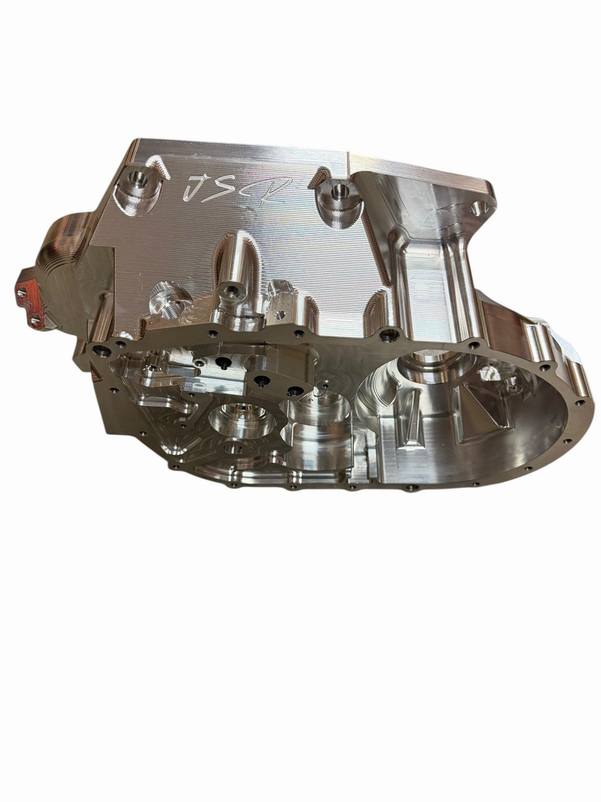 JackSpania Racing B K Series FWD billet CNC front bellhousing transmission case, showcasing precision-machined aluminum construction.
