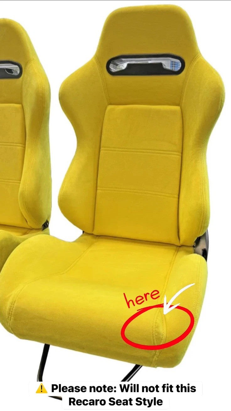 JackSpania Racing suede seat protector set for Recaro SR3 and SR4 semi-bucket seats, showing plush, beige interior fabric.