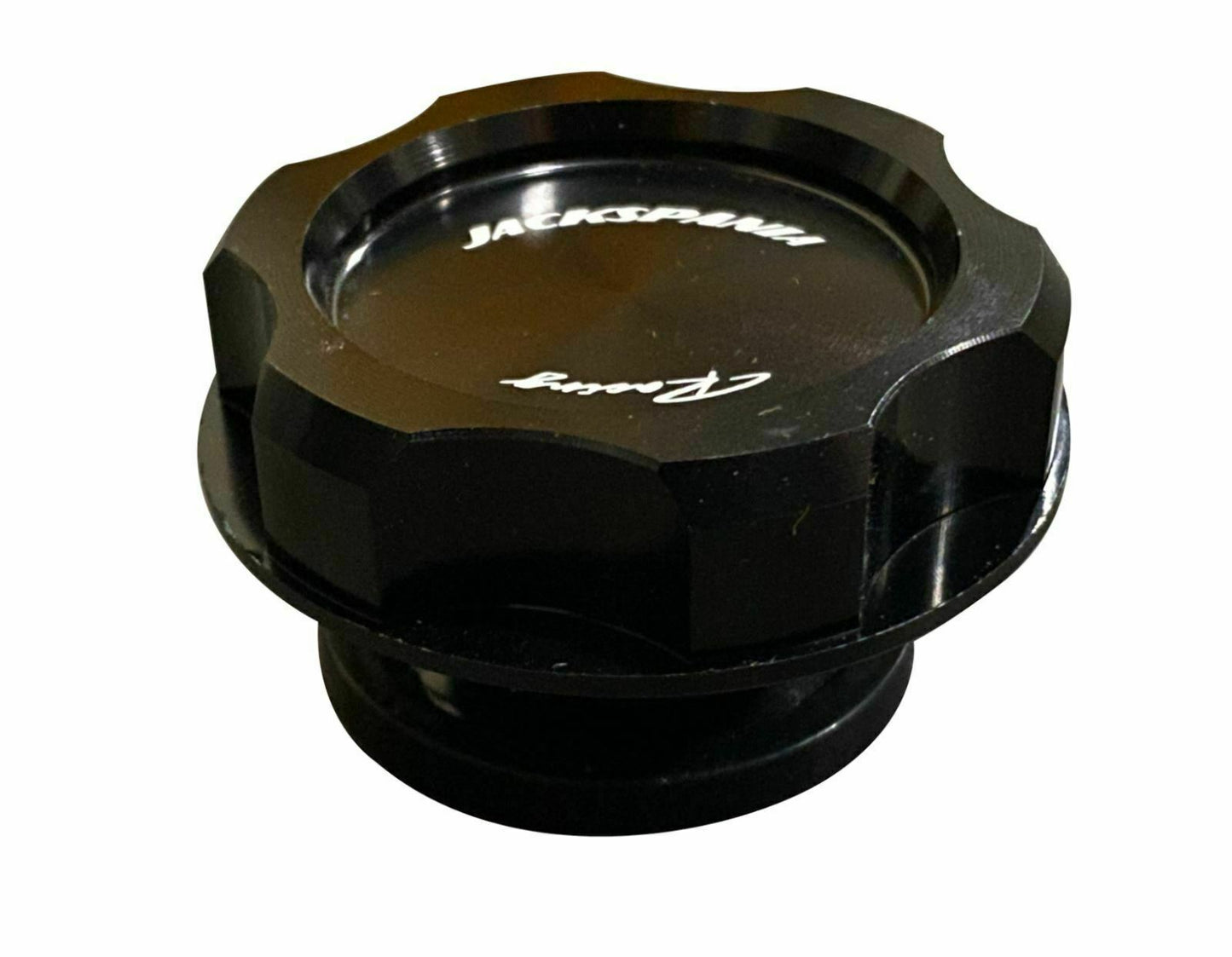 Jack Spania Racing B D F H J K Series valve cover oil cap, engine parts accessory with black finish and branding details.