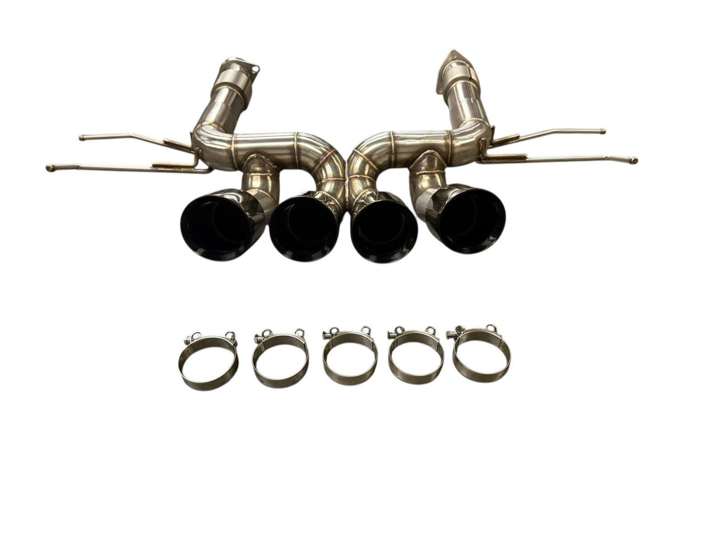 JackSpania Racing exhaust pipe for Chevrolet Corvette C8 Z06 5.5L V8, 3-inch muffler pipe, showing polished metal finish.