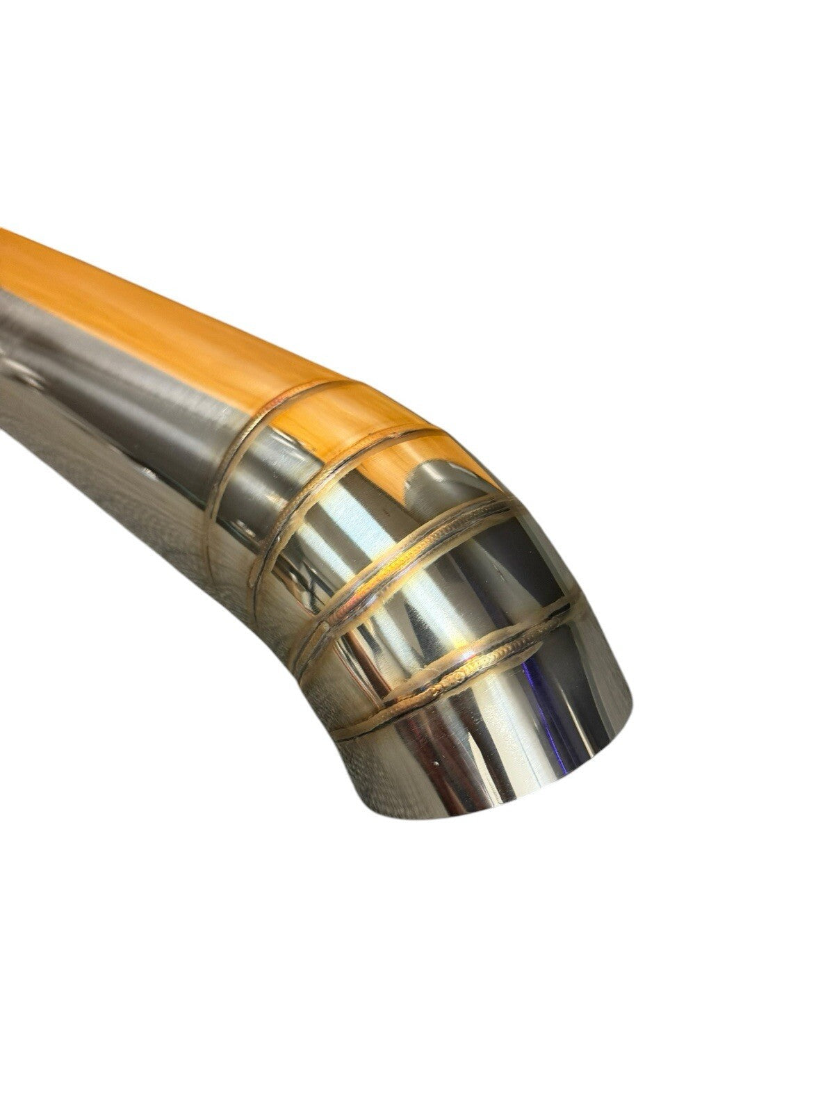 Single tip stainless blastpipe exhaust part by JackSpania Racing, 3-inch to 4-inch turn down pie cut for performance vehicles.