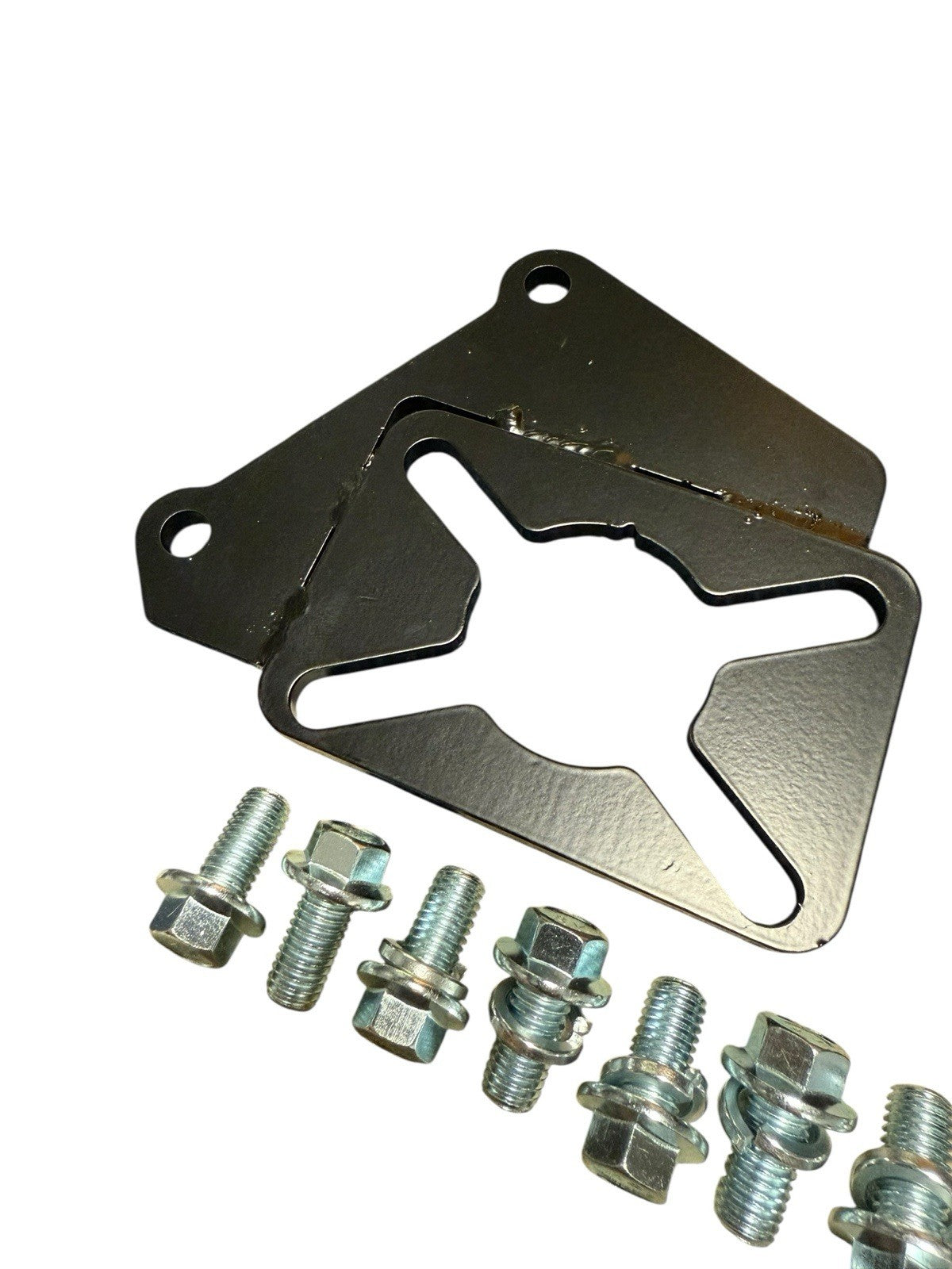 JackSpania Racing steel rear disc conversion bracket kit for Honda Civic EG EK hatch, coupe, and sedan interior installation.