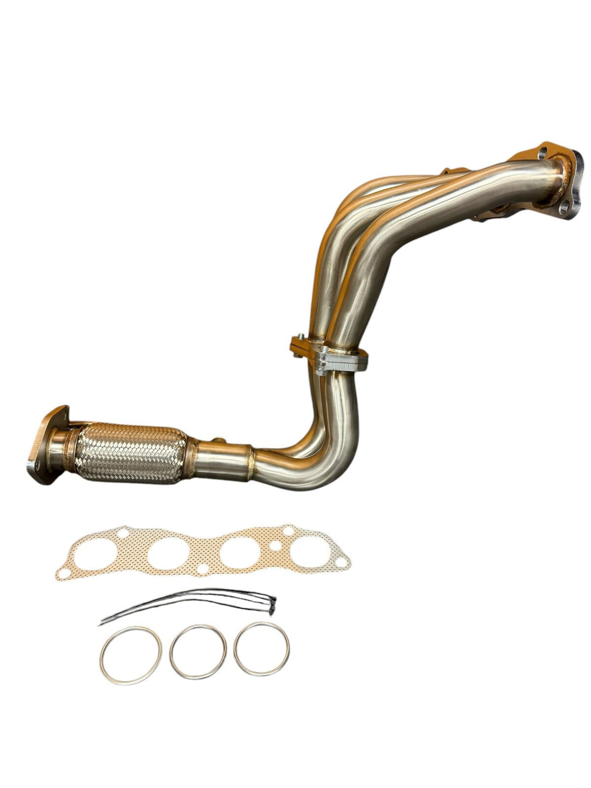 Stainless steel header for 2003-2007 Honda Accord LX 2.4L K24 engine, exhaust part by JackSpania Racing, with polished metal finish.