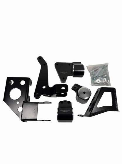 Engine mount bracket for K-Swap Honda Civic 92-95 EG K20 K24 K-Series from Jack Spania Racing, showing the metal component with mounting points.