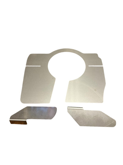 Stainless steel B Series oil pan baffle plate kit for Honda Acura B16 B18 engines, designed by JackSpania Racing, shown installed.